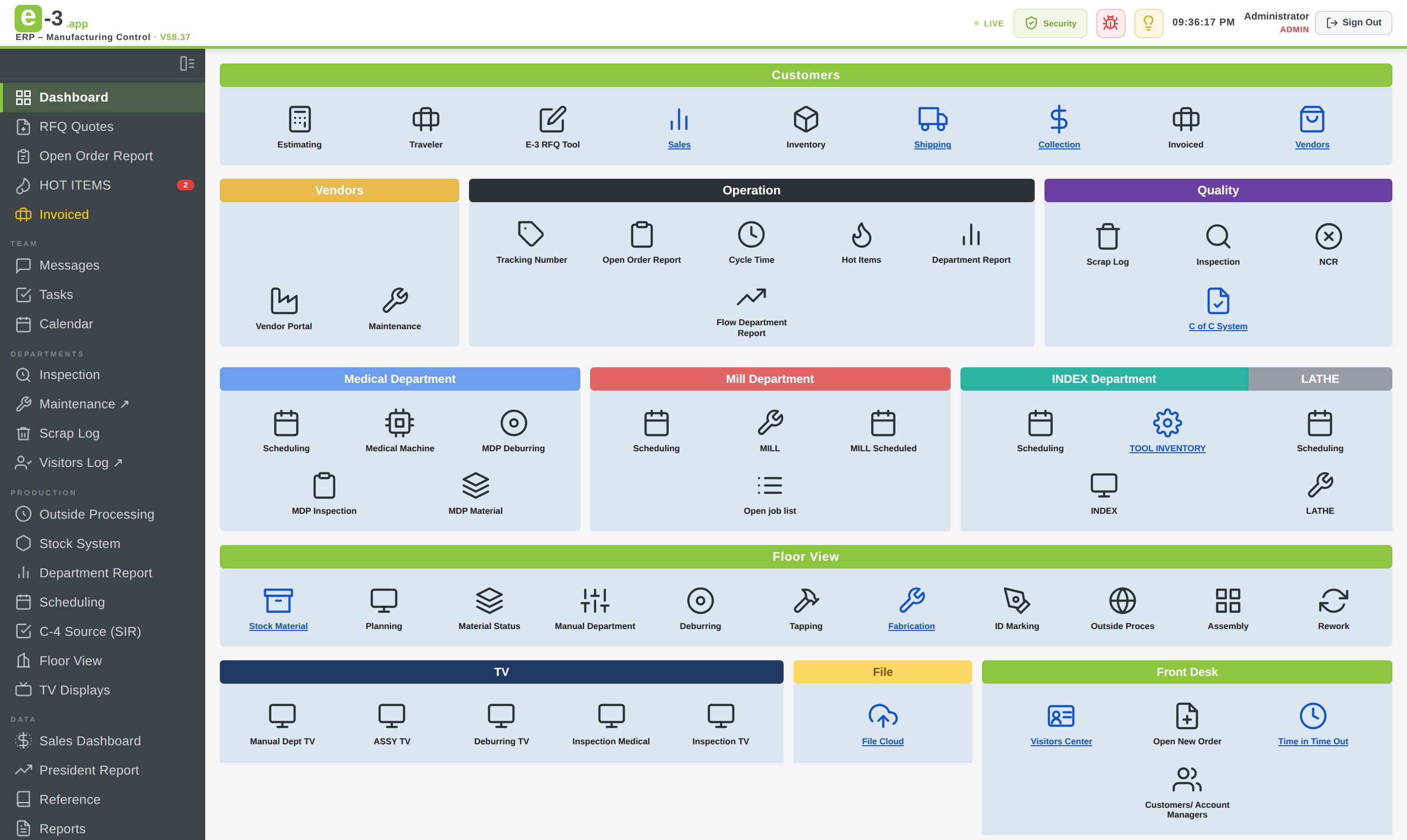 E-3 production dashboard