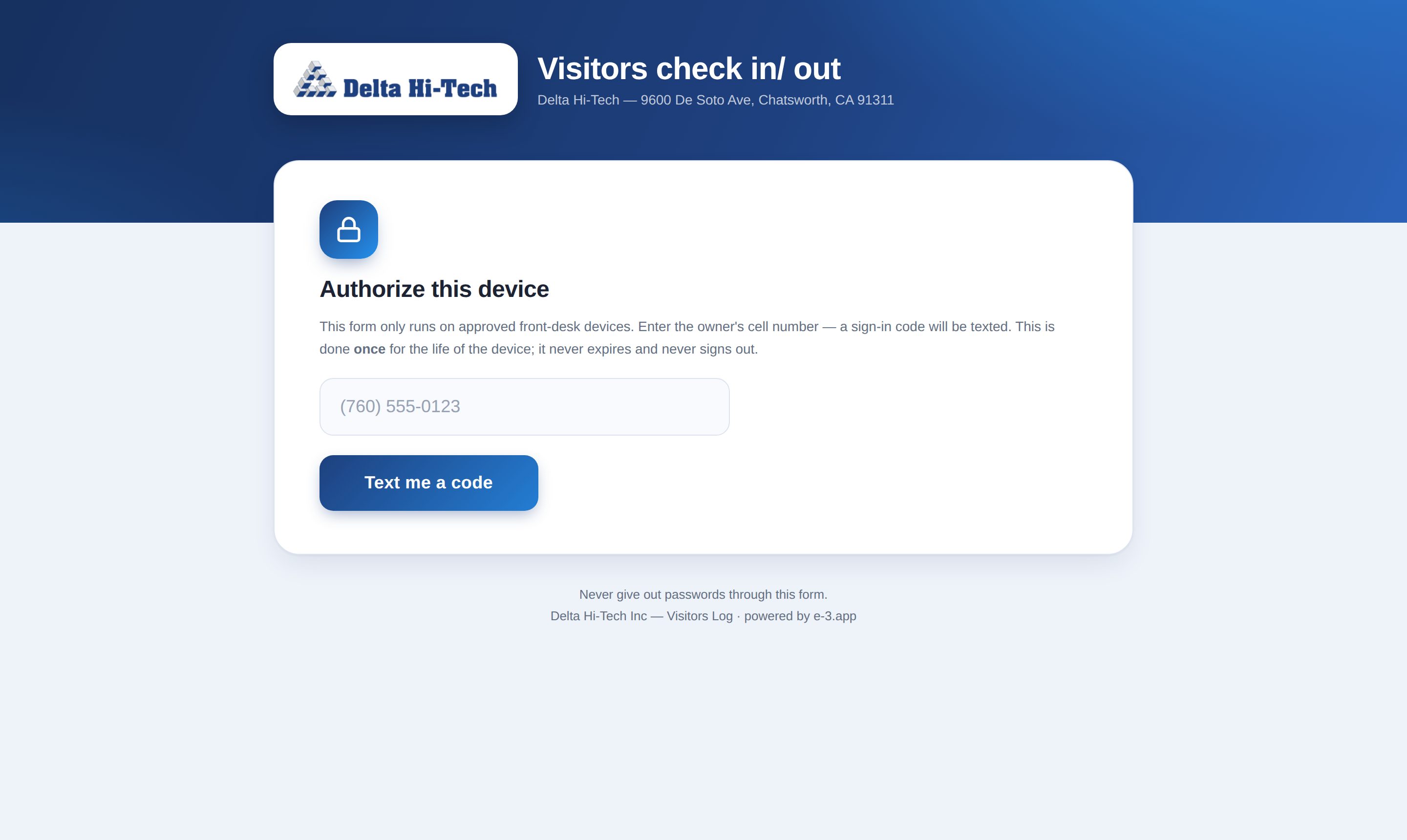 Visitors check-in kiosk